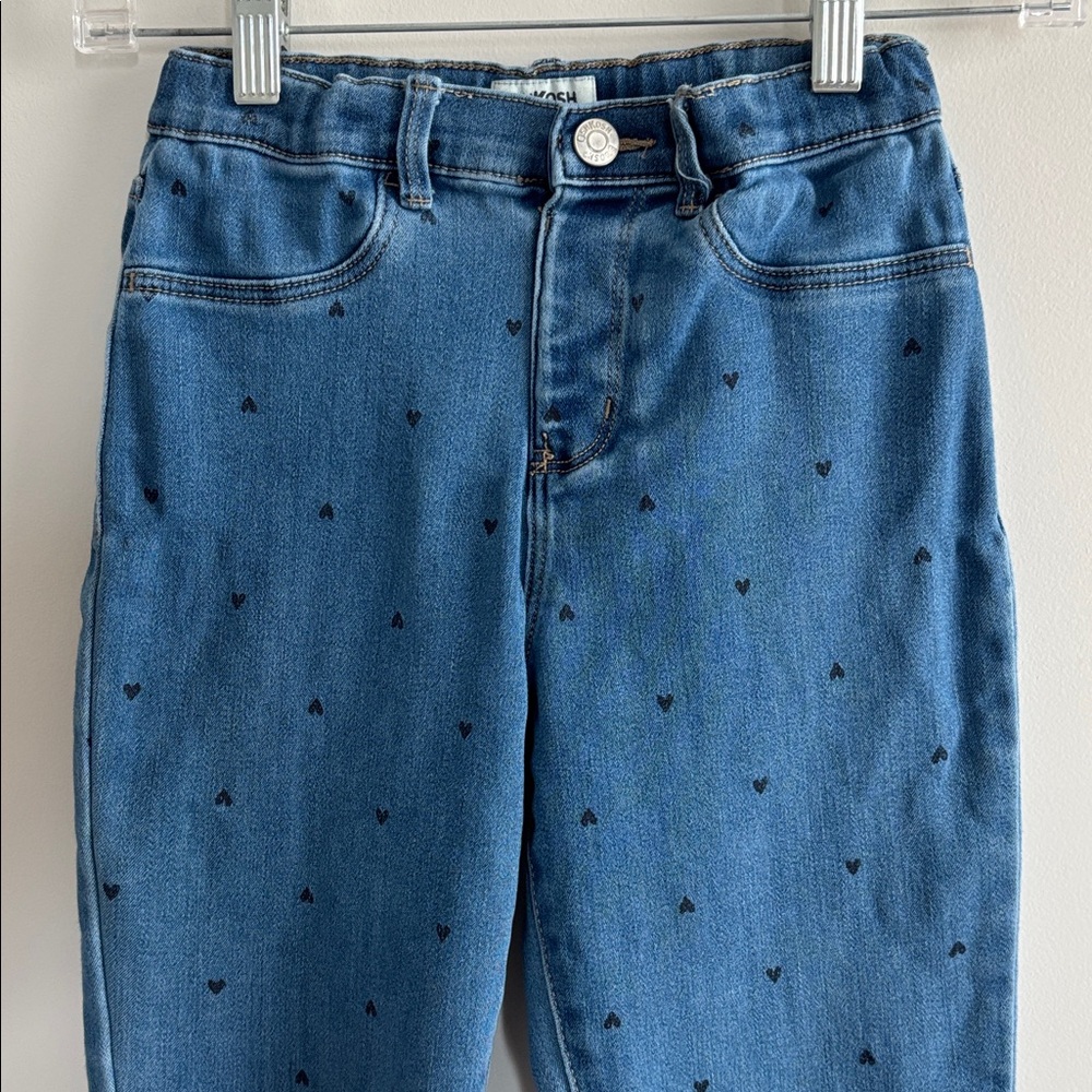 Oshgosh Girls 10 Blue Denim Heart Pattern Mid Rise jeans - Picture 3 of 9